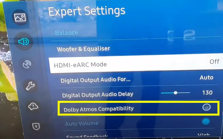 Dolby Atmos Menu Option On Samsung TV
